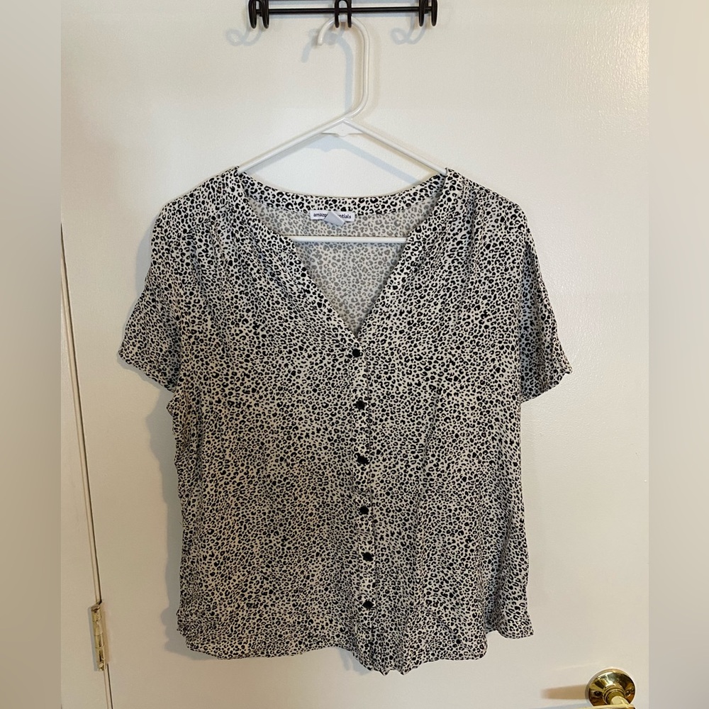 Amazon Essentials black and white leopard print blouse